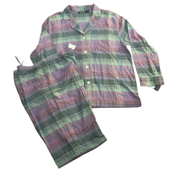 Ralph Lauren Pajamas Set Plaid LS Shirt & Pant Women’s XL NWT